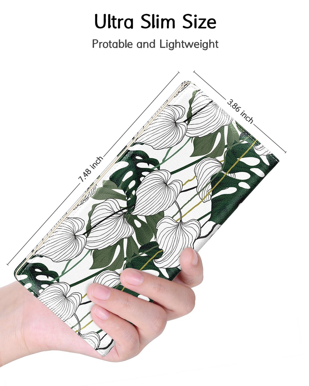Nipichsha Womens Wallet, RFID Slim Wallets for Women, Thin Ladies Credit Card Holder Purse, Cute Leather Bifold Clutch Billfold with 11 Card Slots & ID Window, Abstract Boho Leaf