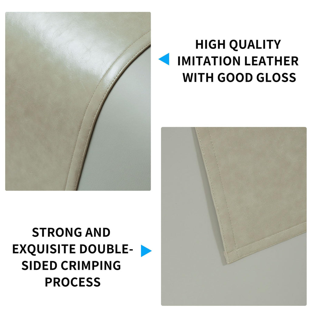 Non Slip Recliner Headrest Protector Washable Faux Leather Headrest Covers for Recliner Chair Waterproof Couch Head Rest Covers for Sofa,Furniture,Office Chair,Theater Seat (Beige)
