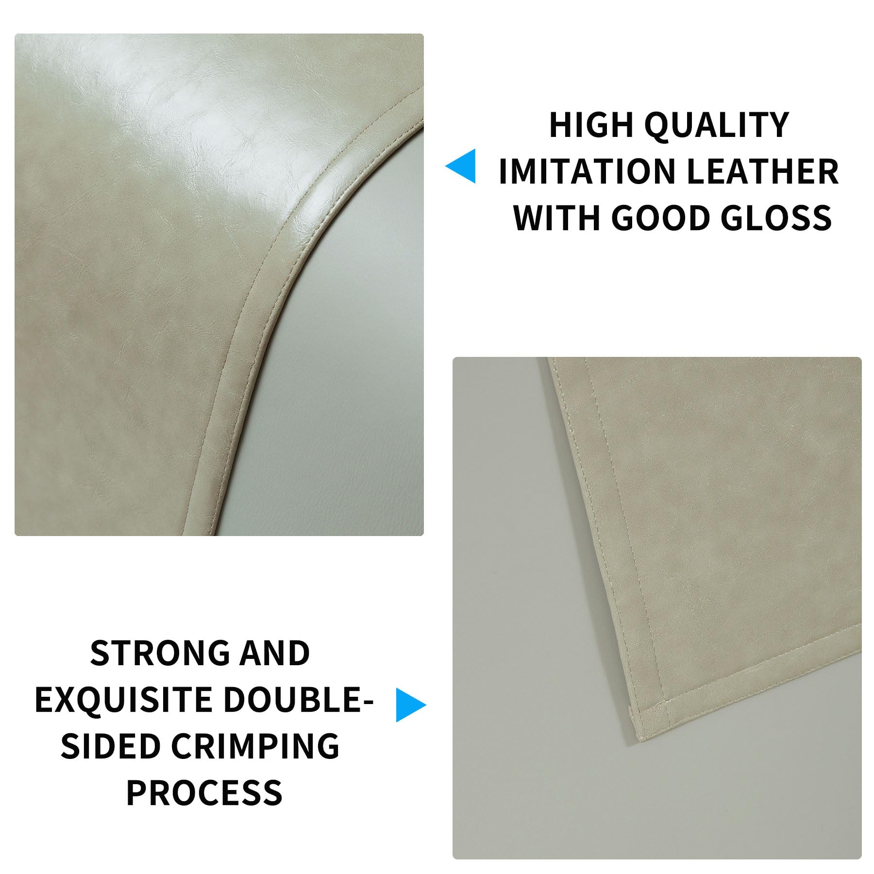 Non Slip Recliner Headrest Protector Washable Faux Leather Headrest Covers for Recliner Chair Waterproof Couch Head Rest Covers for Sofa,Furniture,Office Chair,Theater Seat (Beige)