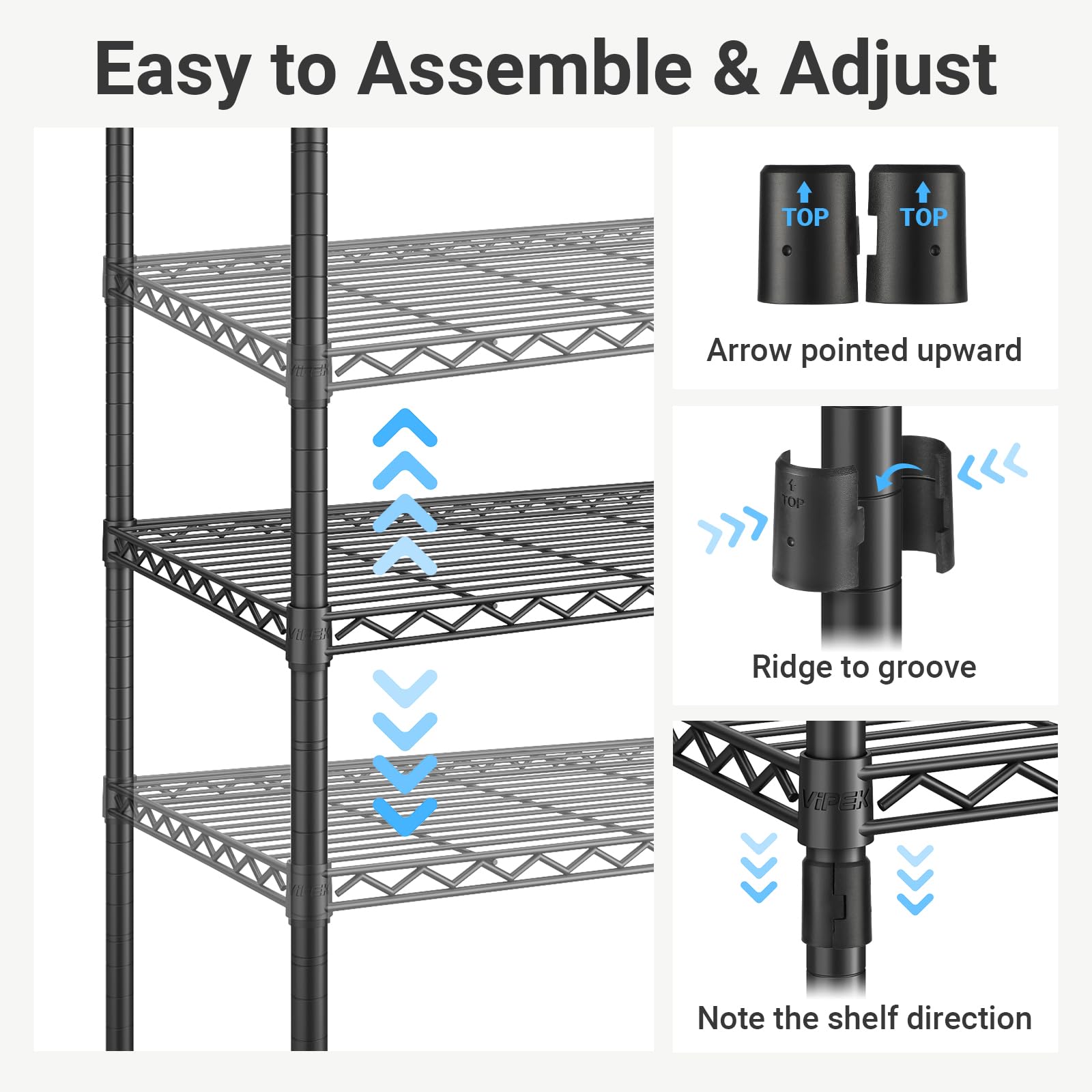 VIPEK Classic V6 Heavy Duty Clothes Rack, 7-Tier Garment Rack with Adjustable Shelves, Portable Closet Organizer with 4 Hanging Rods, Space-Saving, 850lbs Capacity, 68.9" L x 15.7" W x 76.4" H, Black