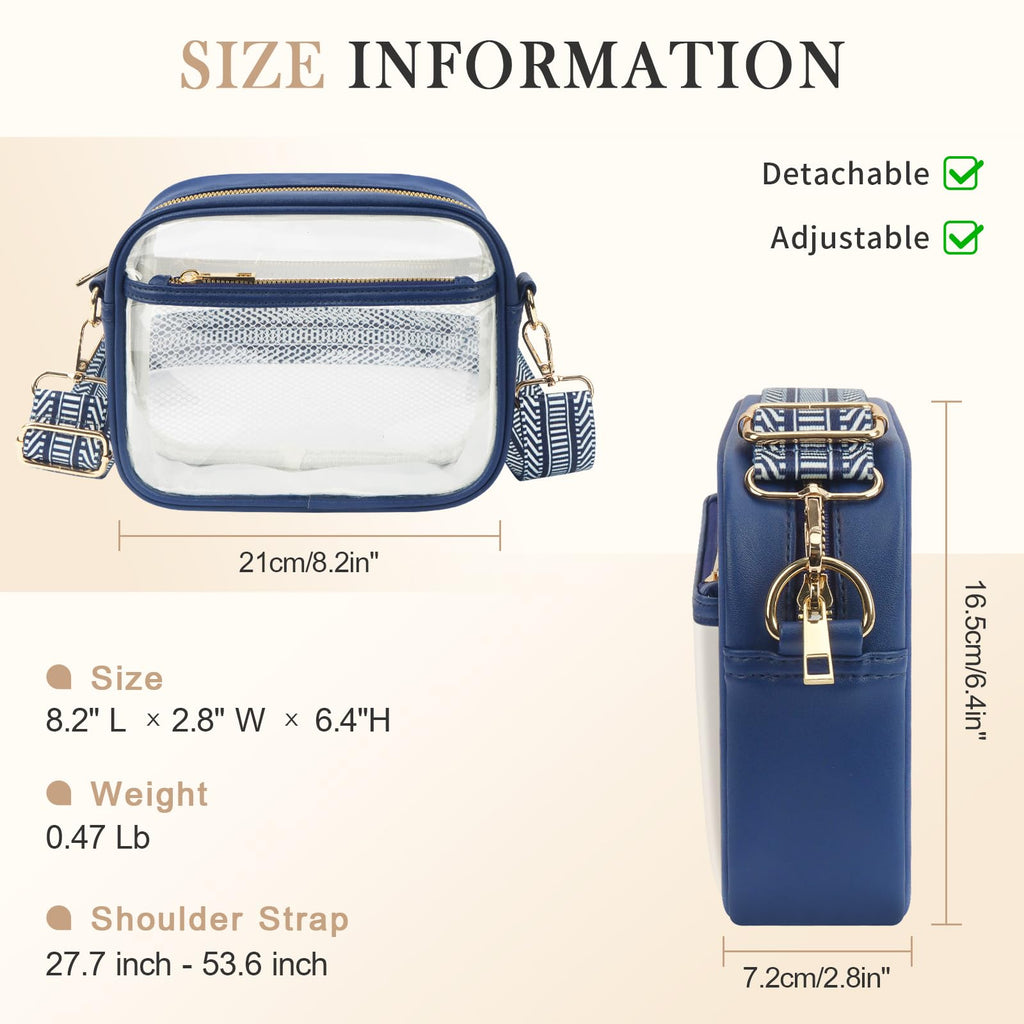 KETIEE Clear Crossbody Bag, Stadium Approved Clear Purse Bag for Concerts Sports Events Festivals