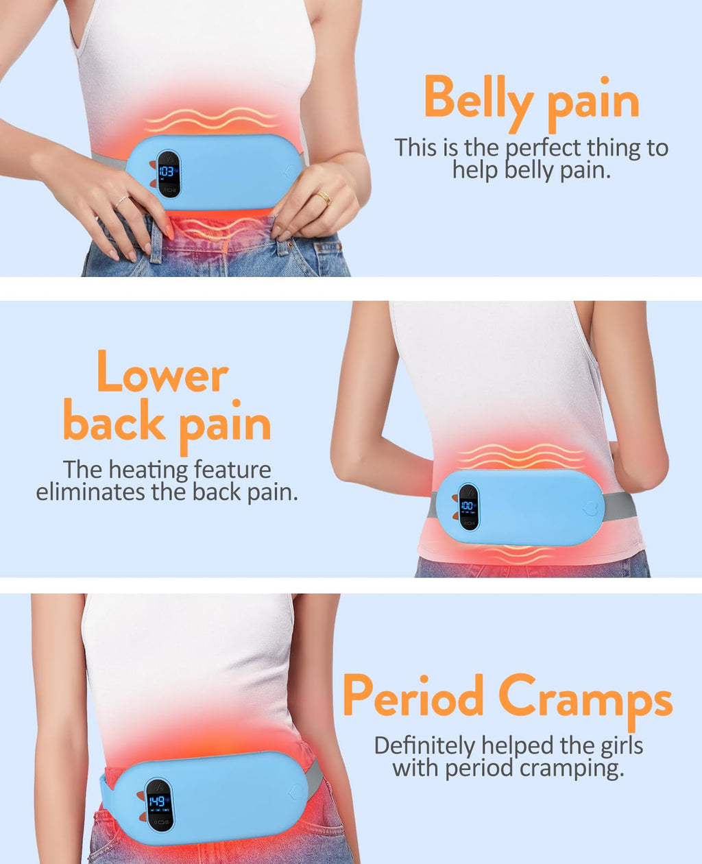 Electric Heating Pad, Portable Cordless Menstrual Heating Pad with 6 Heat Levels and 6 Massage Modes, Fast Large Heating Belly Wrap Belt for Cramps, Back Pain Relief Gifts for Women Girls Her
