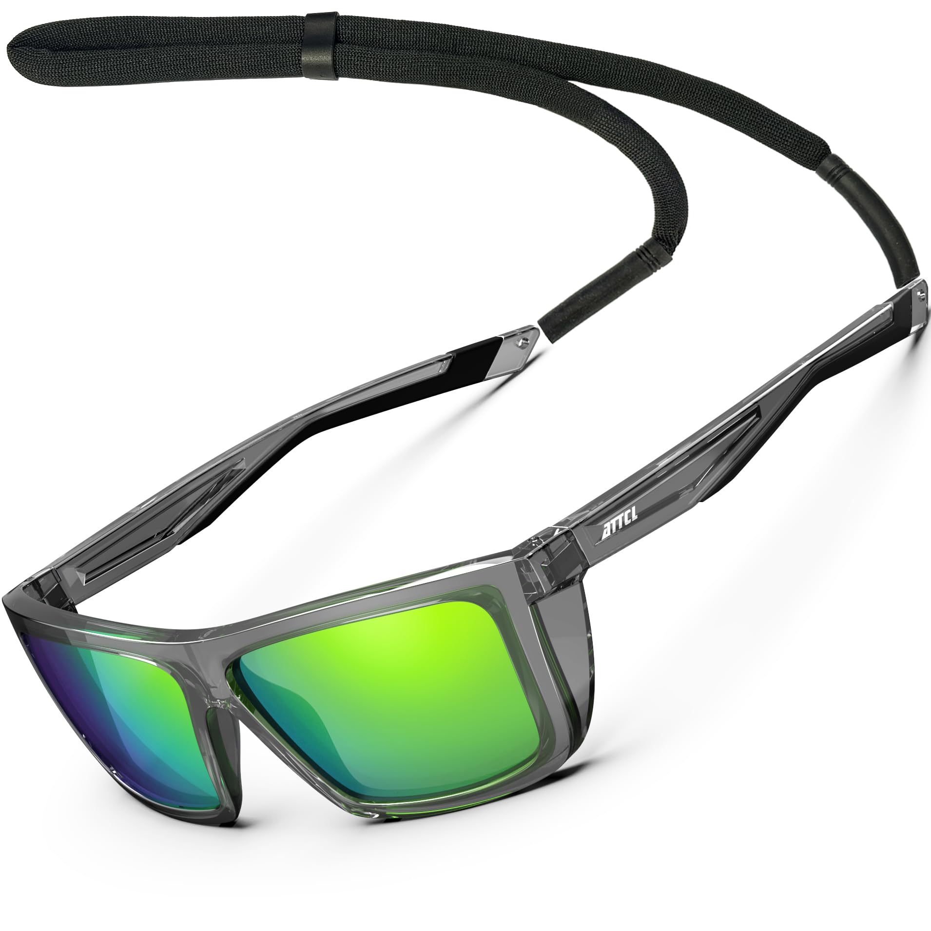 ATTCL Sports Polarized Sunglasses for Men: Secure Anti-Slip Lightweight TR90 Square Frame UV Protection for Driving Fishing