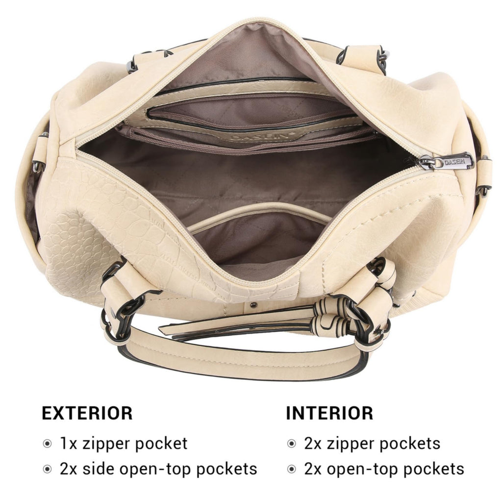 Dasein Women Soft Vegan Leather Barrel Bags Large Hobo Top Handle Work Totes Satchel Handbags Shoulder Purse