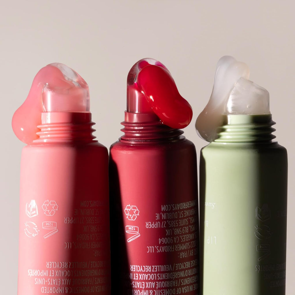 Summer Fridays Holiday Lip Butter Balm Set - Conditioning Vegan Lip Balm for Instant Moisture, Shine & Hydration - Includes Cherry, Sweet Mint & Pink Sugar (3 Count)