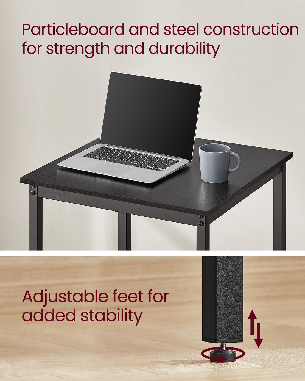 VASAGLE Bar Table, Kitchen Dining Table, High Top Pub Table, Bar Height Cocktail Table for Living Room Party, Sturdy Metal, 15.7 x 39.4 x 35.4 Inches for Narrow Spaces, Ebony Black and Ink Black