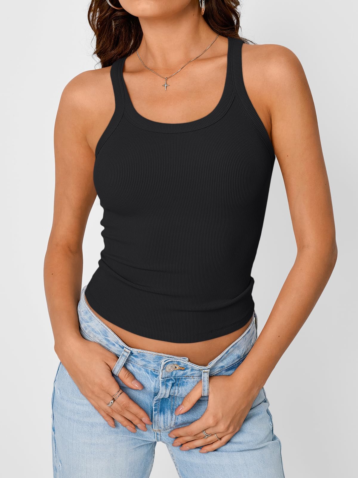Trendy Queen Women's Tank Tops Crop Camisole Summer Fashion Sleeveless Ribbed Workout Basic Going Out Gym Spring Clothes 2026