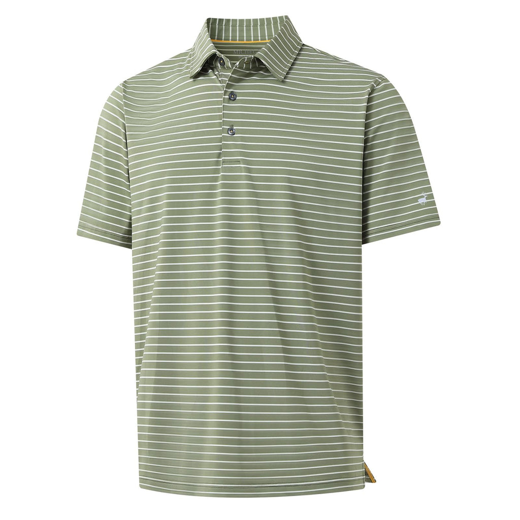 Rouen Mens Polo Shirts Short Sleeve Dry Fit Performance Moisture Wicking Causal Striped Polo Collared Golf Shirts for Men