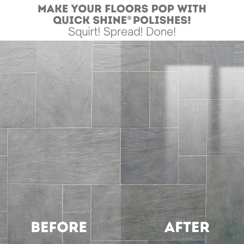 Quick Shine Multi-Surface Floor Finish-Polish 27oz-2pk | Safer Choice, No PFAS, pH Neutral Clean Shine Technology | Squirt & Spread | For Wood, Laminate, LVP, LVT, Tile & Stone | Made in USA