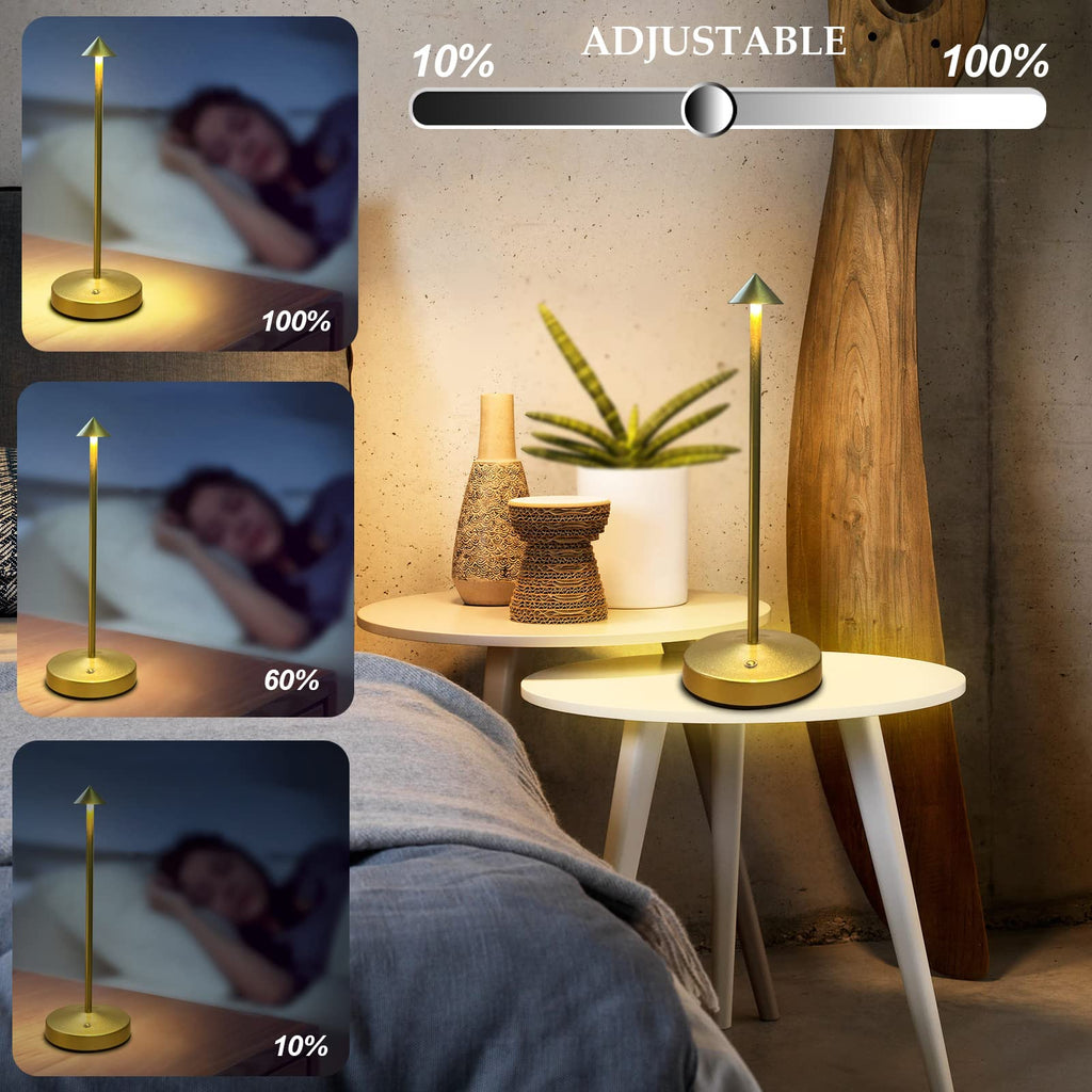 Rechargeable Cordless Lamps,3000mAh Battery Operated Table Lamp,Portable LED Touch 2 Levels Brightness Dimmable Bar Lamp,Battery Powered Lamps for Bars,Restaurant,Living Room(2 Pack,Rust)