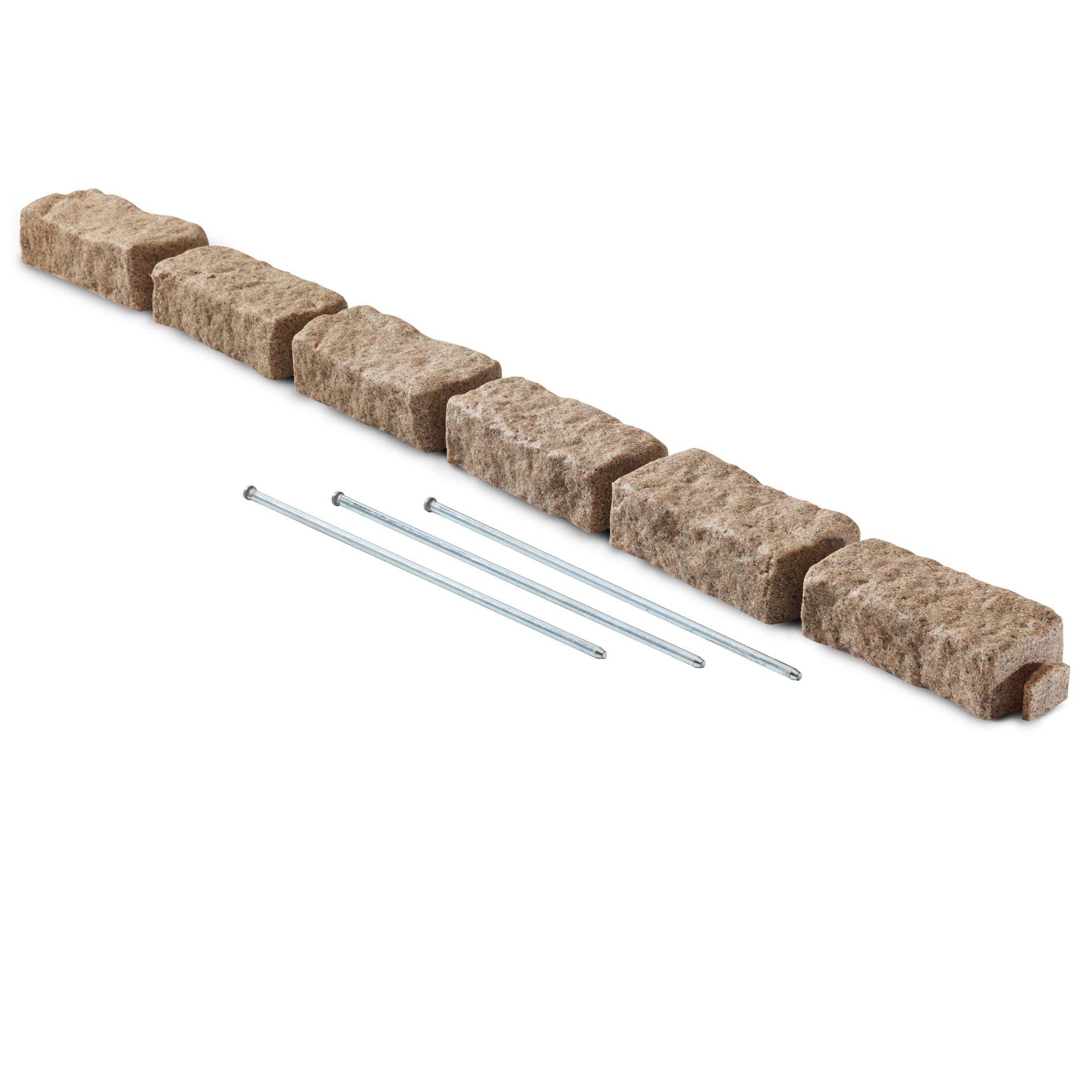 Beuta Landscape Edging | Garden Edging Border | Faux Stone Bricks for Lawn edging, Flower beds, Pathways & Yard Edging– 1 Pack | Each Section Has 6 Bricks 48"L x 4"W x 2.25"H | 3 Spikes |Cobblestone