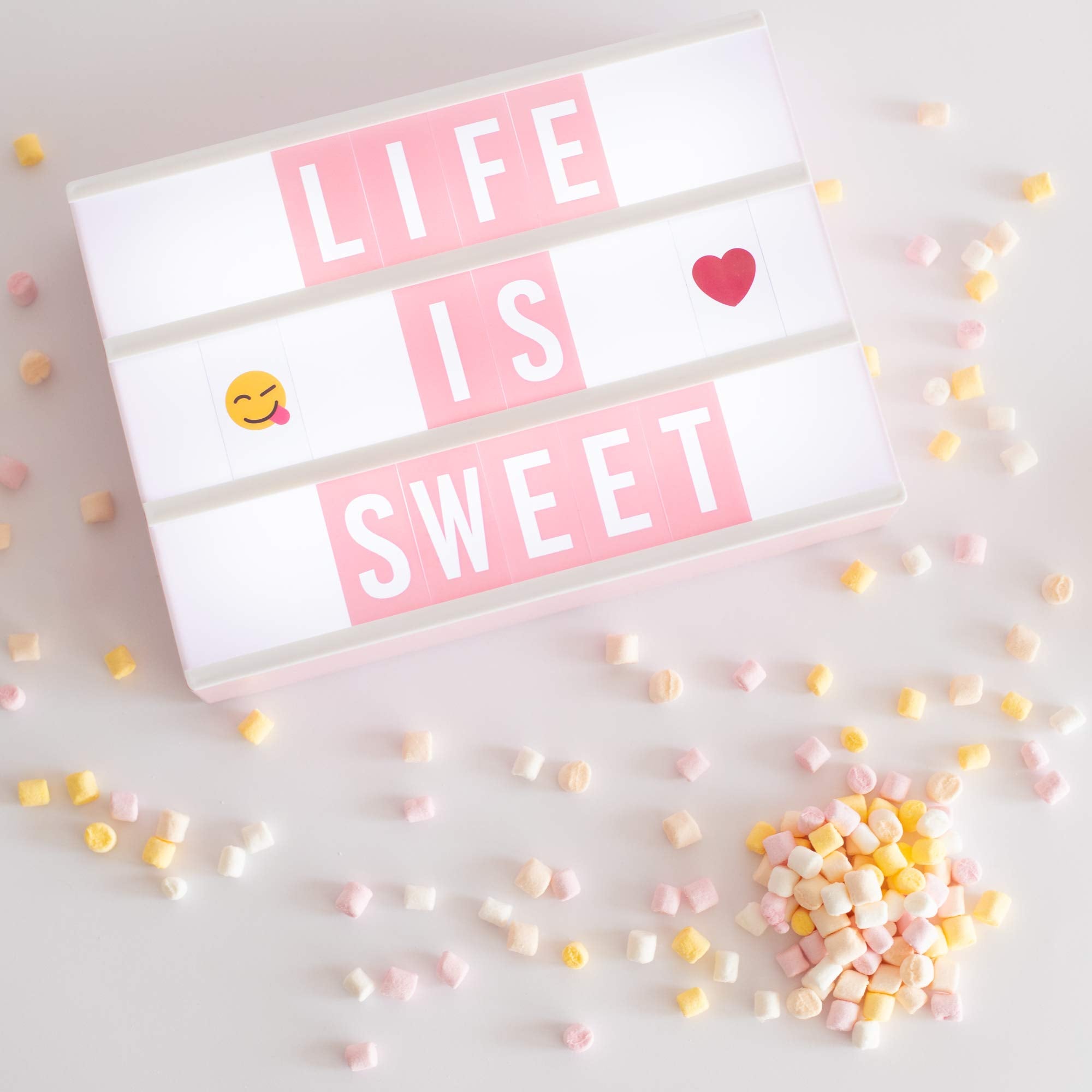 BONNYCO Blue Cinema Light Box with 400 Letters, Emojis and 2 Markers. Led Light Box Boy Bedroom Decor, Baby Shower. Cinema Led Sign Letters Board Gifts for Boys, Children for Birthdays Christmas
