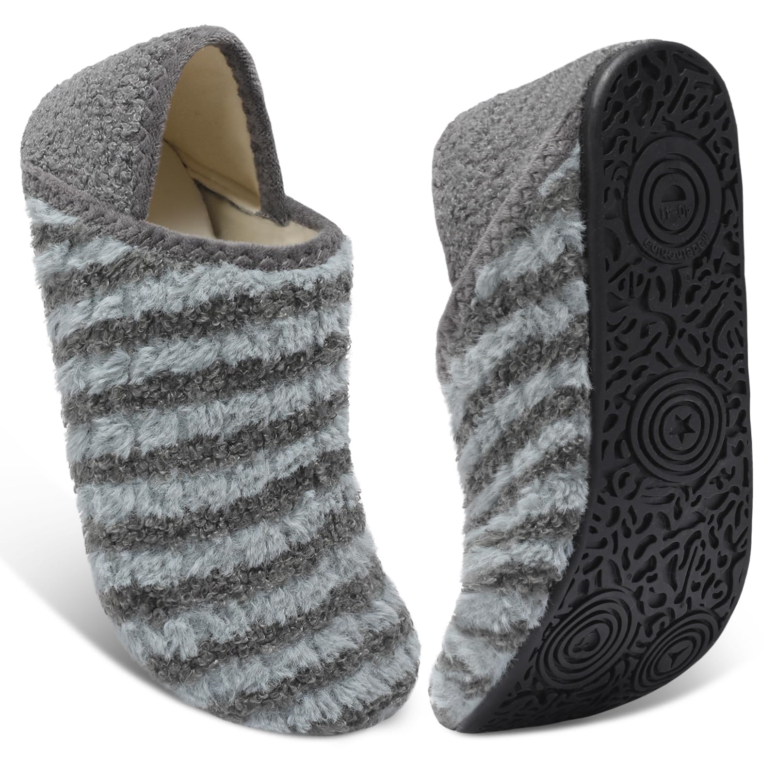 XIHALOOK House Slippers for Women Men Cozy Sock Shoes with Soft Rubber Sole Slip On for Indoor/Outdoor