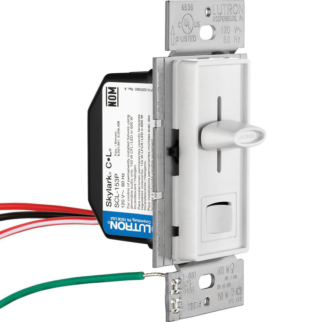 Lutron Skylark LED+ Dimmer Switch for Dimmable LED, Lutron Dimmer Switch For Halogen and Incandescent Bulbs, 150W/Single-Pole or 3-Way, SCL-153P-AL, Almond