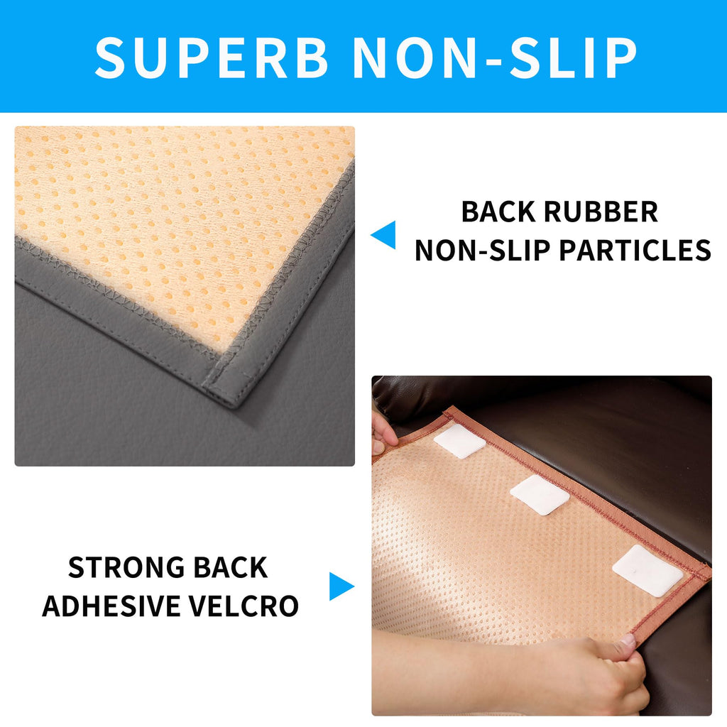 Non Slip Recliner Headrest Protector Washable Faux Leather Headrest Covers for Recliner Chair Waterproof Couch Head Rest Covers for Sofa,Furniture,Office Chair,Theater Seat (Beige)