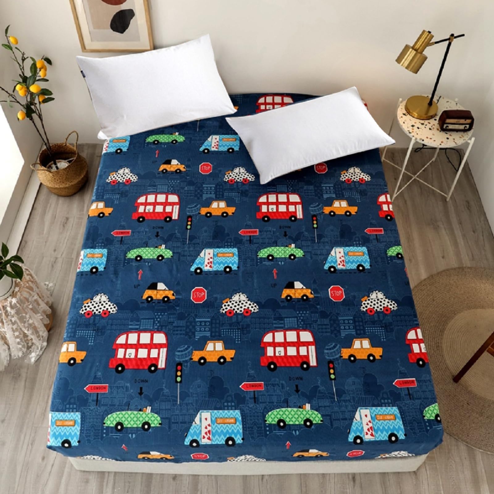 Bedding Fitted Sheet with Deep Pocket,3D Pattern Printed Fabric Bed Sheets (Black Butterfly,Twin)