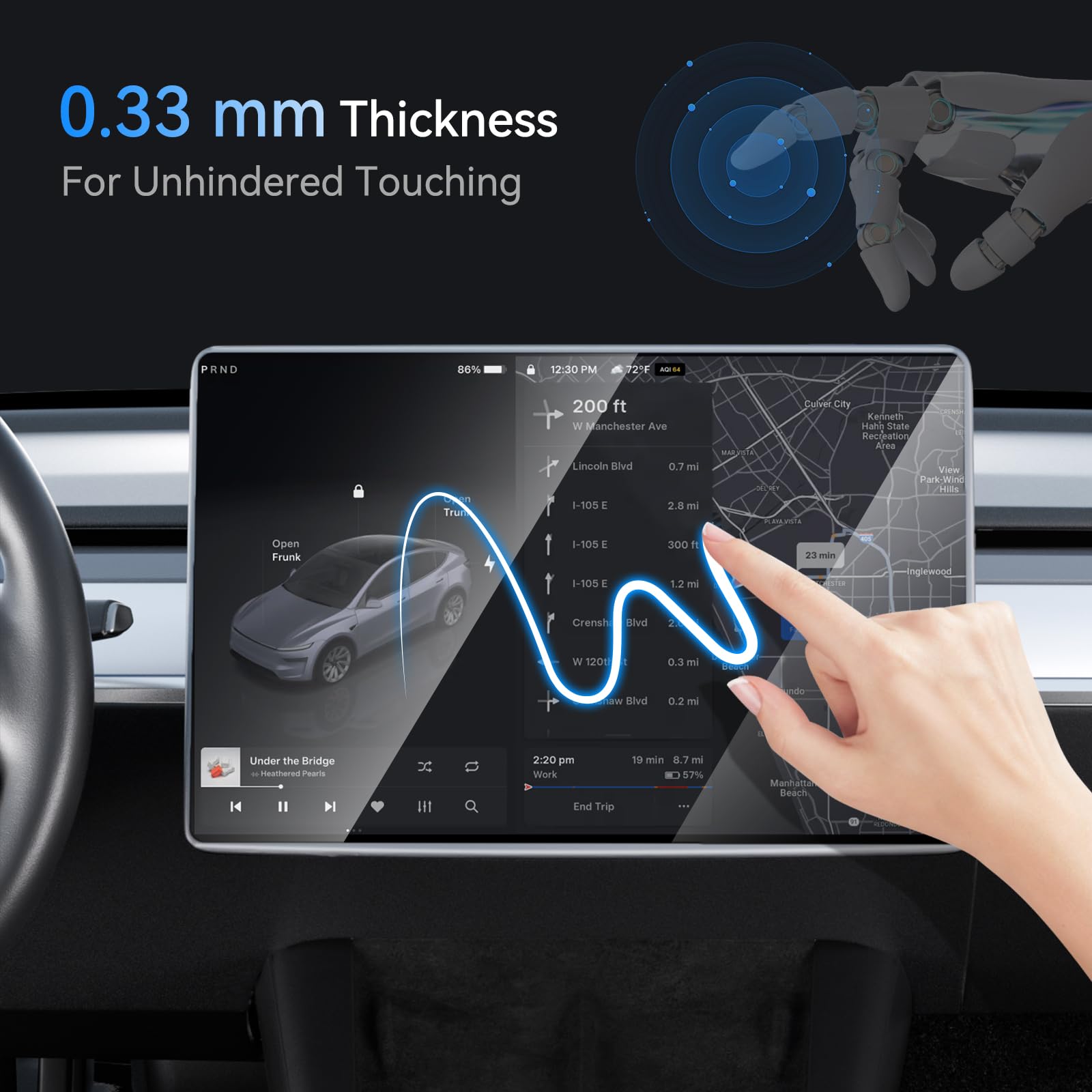 8" Rear Screen Protector for Tesla Model Y Juniper/Model 3 Highland, [HD & No-edge Gaps & 9H] Tempered Glass Screen Protector with Alignment Frame for Tesla Model 3/Y Accessories, Glossy