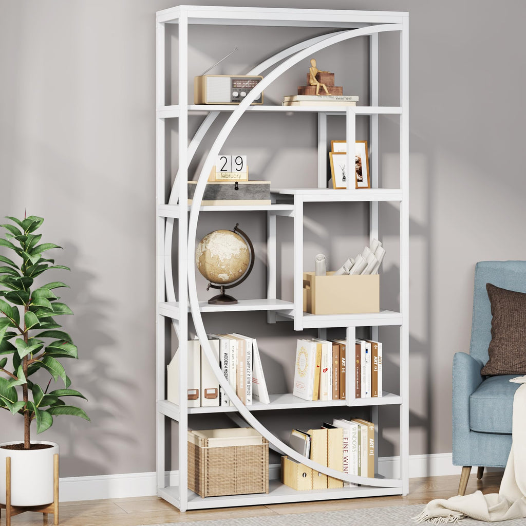 Tribesigns Bookshelf, Industrial 5-Tier Etagere Bookcase, 70.8 inch Tall Bookshelf with 8 Open Storage Shelf, Book Shelf Display Tack Shelving Unit for Home Office Living Room, Rustic Brown