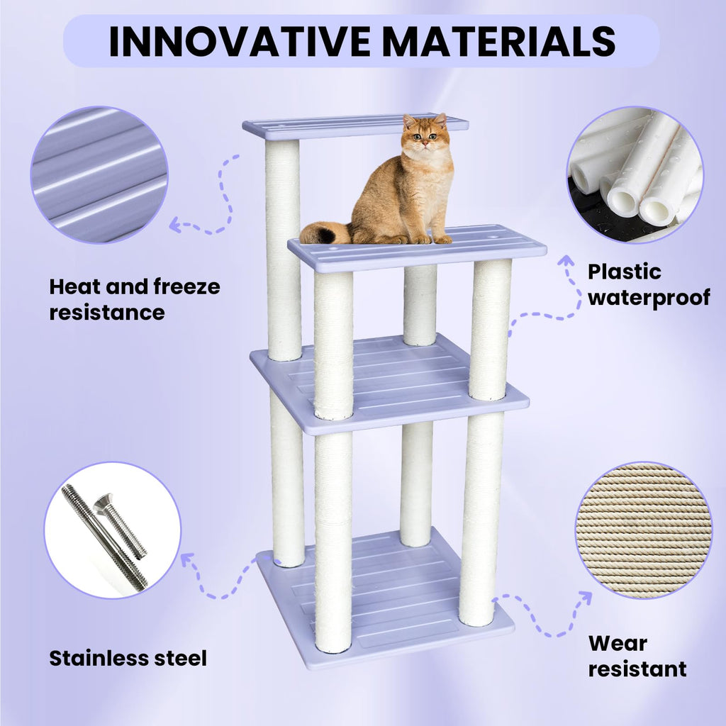 Tall Cat Tree for Outdoor and Indoor Cats, Weatherproof Large Outdoor Cat Tree Tower with Scratching Posts