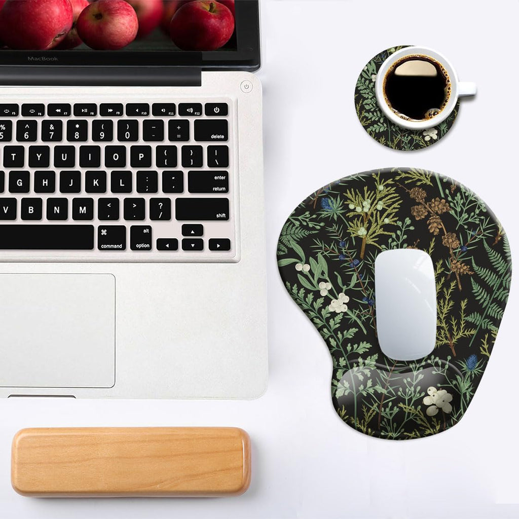 DOOKE Ergonomic Mouse Pad with Wrist Support and Coaster,Mouse Pads with Non-Slip PU Base for Home Office Working Studying Easy Typing & Pain Relief Aesthetic Art
