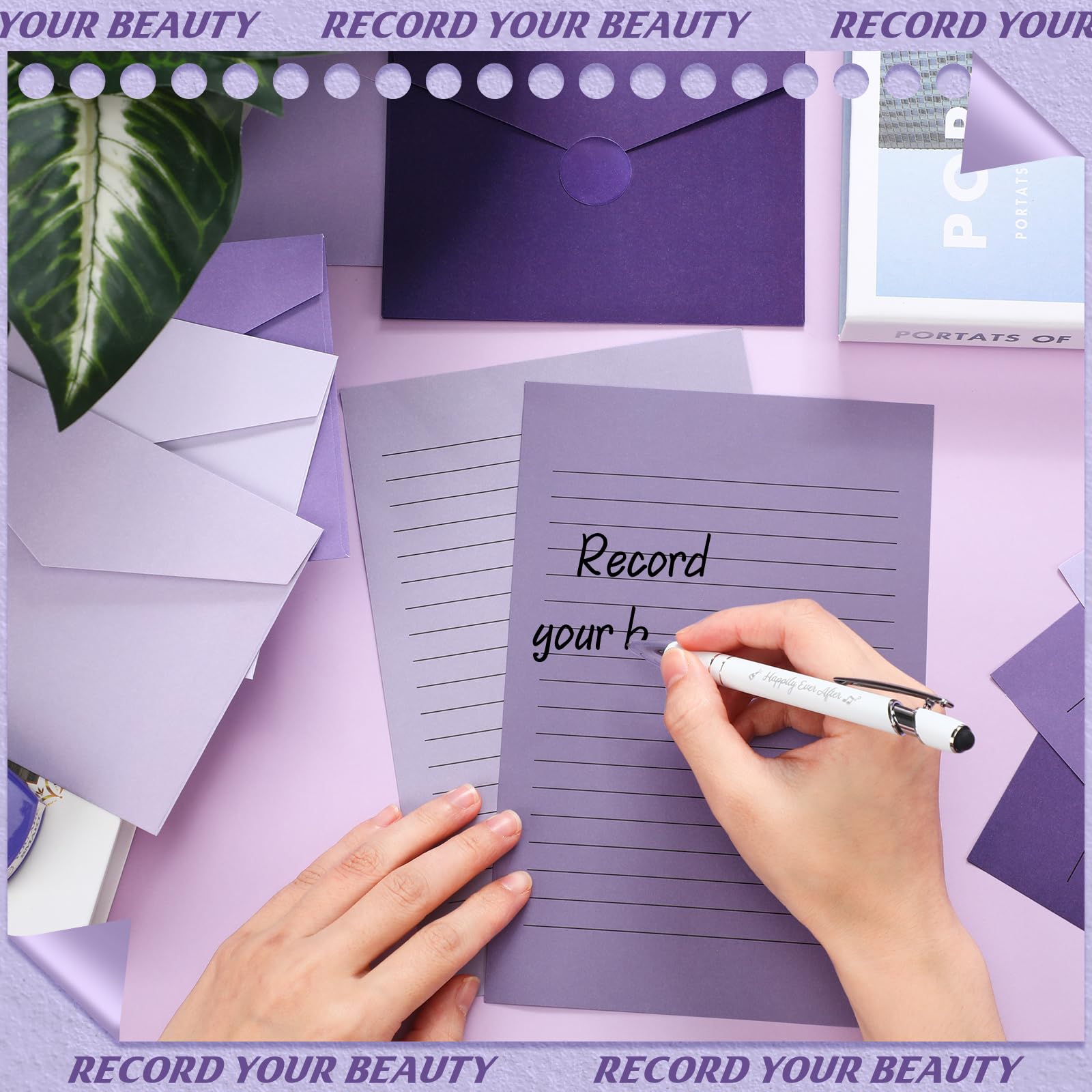 100 Pcs Stationery Lined Stationery Paper and Envelopes Set Includes 50 Letter Writing Paper and 50 Envelope for Office, 5.5 x 8.25 Inch(Blue)