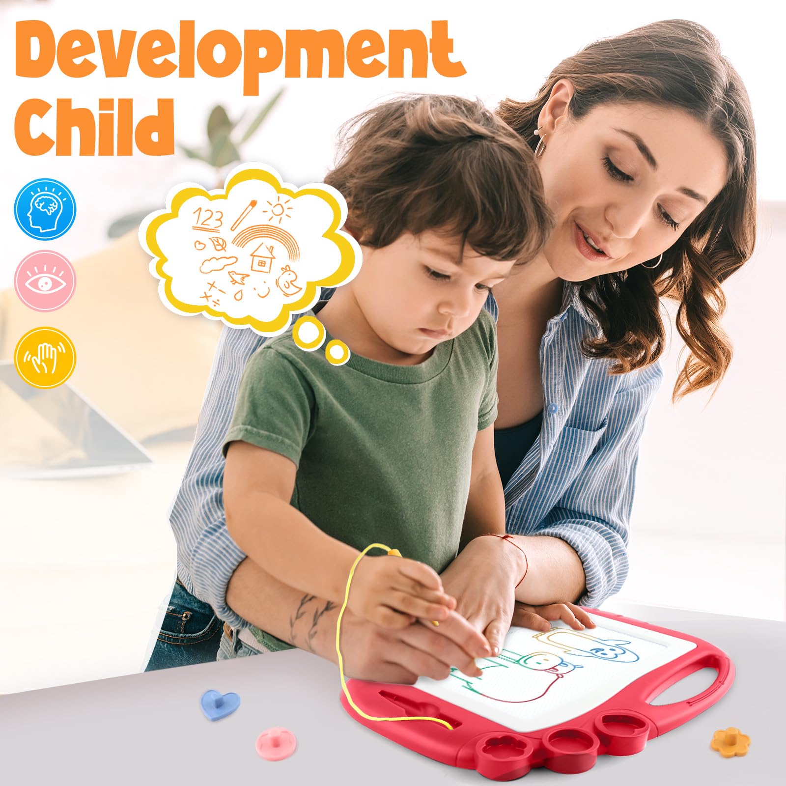 Magnetic Drawing Board, Toddler Toys for Age 1 2 3 Boys Girls, Toddler Drawing Board, Birthday Easter Christmas Halloween Kids Toy Gifts for Boys and Girls