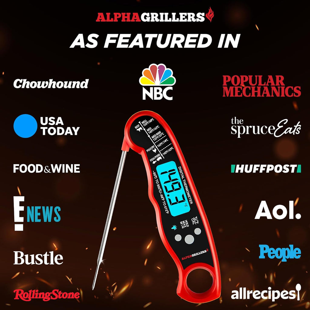 Alpha Grillers Meat Thermometer Digital – Instant Read Food Thermometer for Cooking & Grilling – Professional Kitchen Birthday Gifts for Men, Him, Dad, Husband, Boyfriend