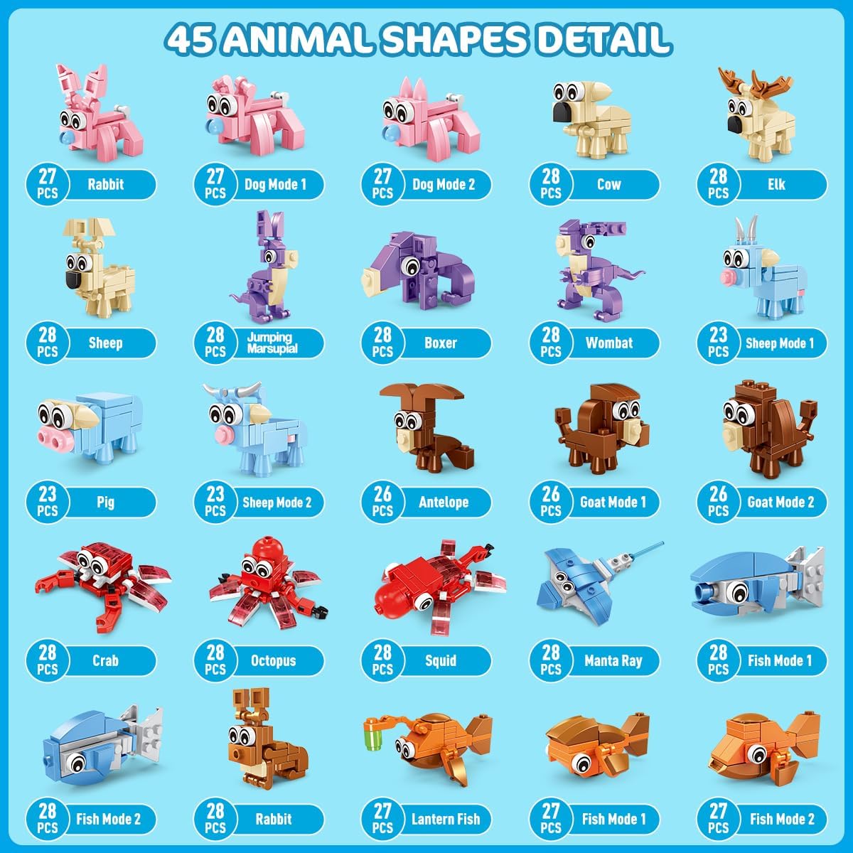 INSOON 30 Packs Animal Party Favors for Kids, 810 PCS Mini Animal Building Block Toy Set for Goodie Bag Fillers Classroom Prizes Easter Birthday Children's Day for Boys Girls Student Ages 6+