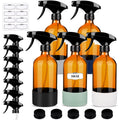 ZENOWICK 2 Pack/16 Oz Glass Spray Bottles, Refillable Empty Containers with Silicone Sleeve, Upgraded Adjustable Nozzle Spray Bottle Sets for Cleaning, Essential Oils, Hair (Amber)
