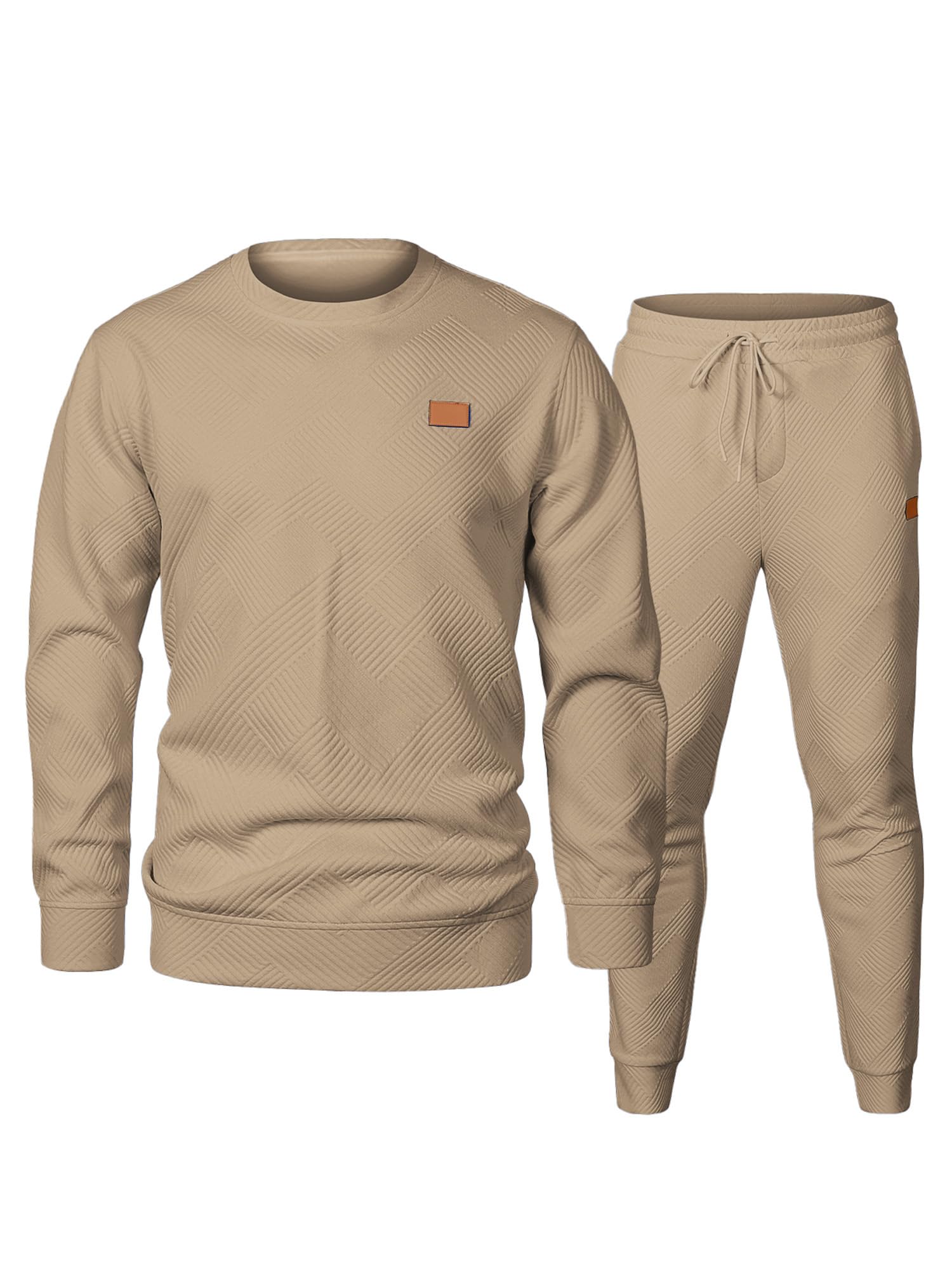 JMIERR Men's 2 Piece Outfits Knit Jacquard Pullover Sweatshirt Tracksuit & Joggers Sweatpants Sweatsuit Sets with Pockets
