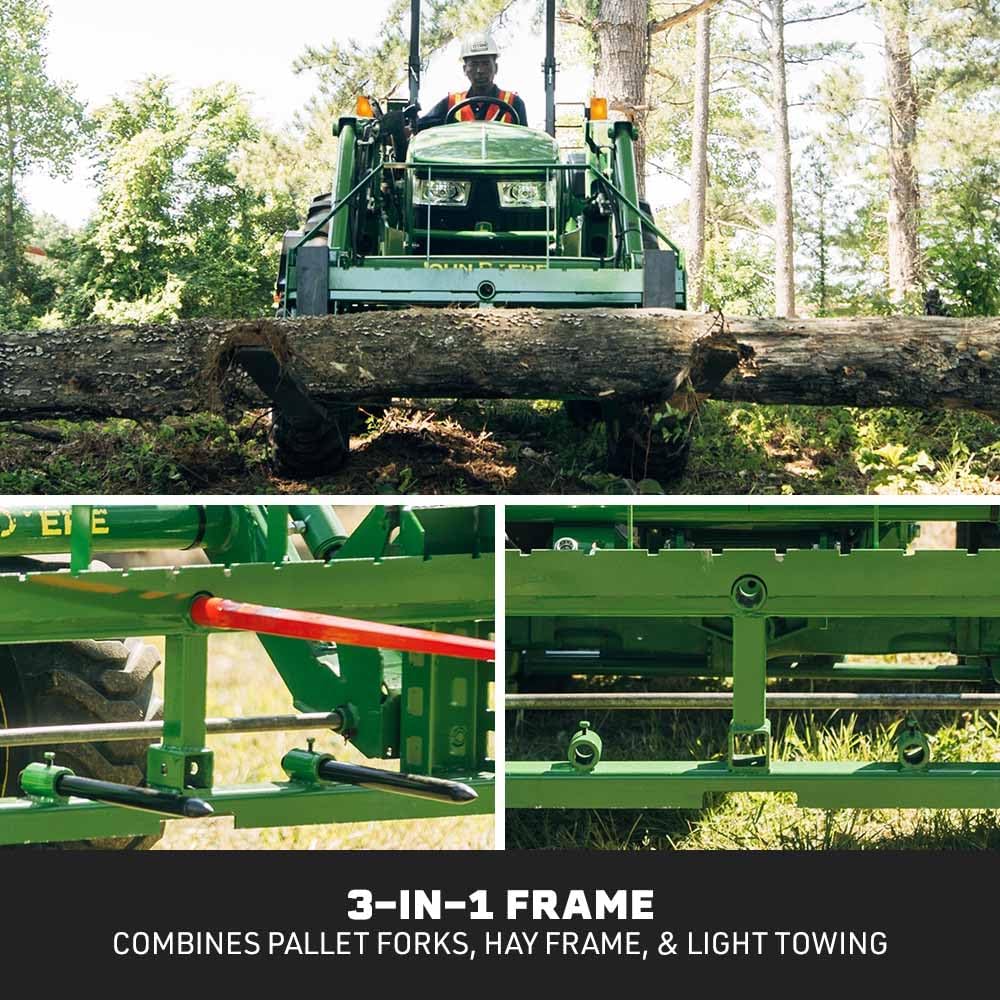 Titan Attachments 50-in Pallet Fork Frame Attachment, 4,000 LB Capacity, Receiver Hitch and 42-in Fork Blades, Fits JD
