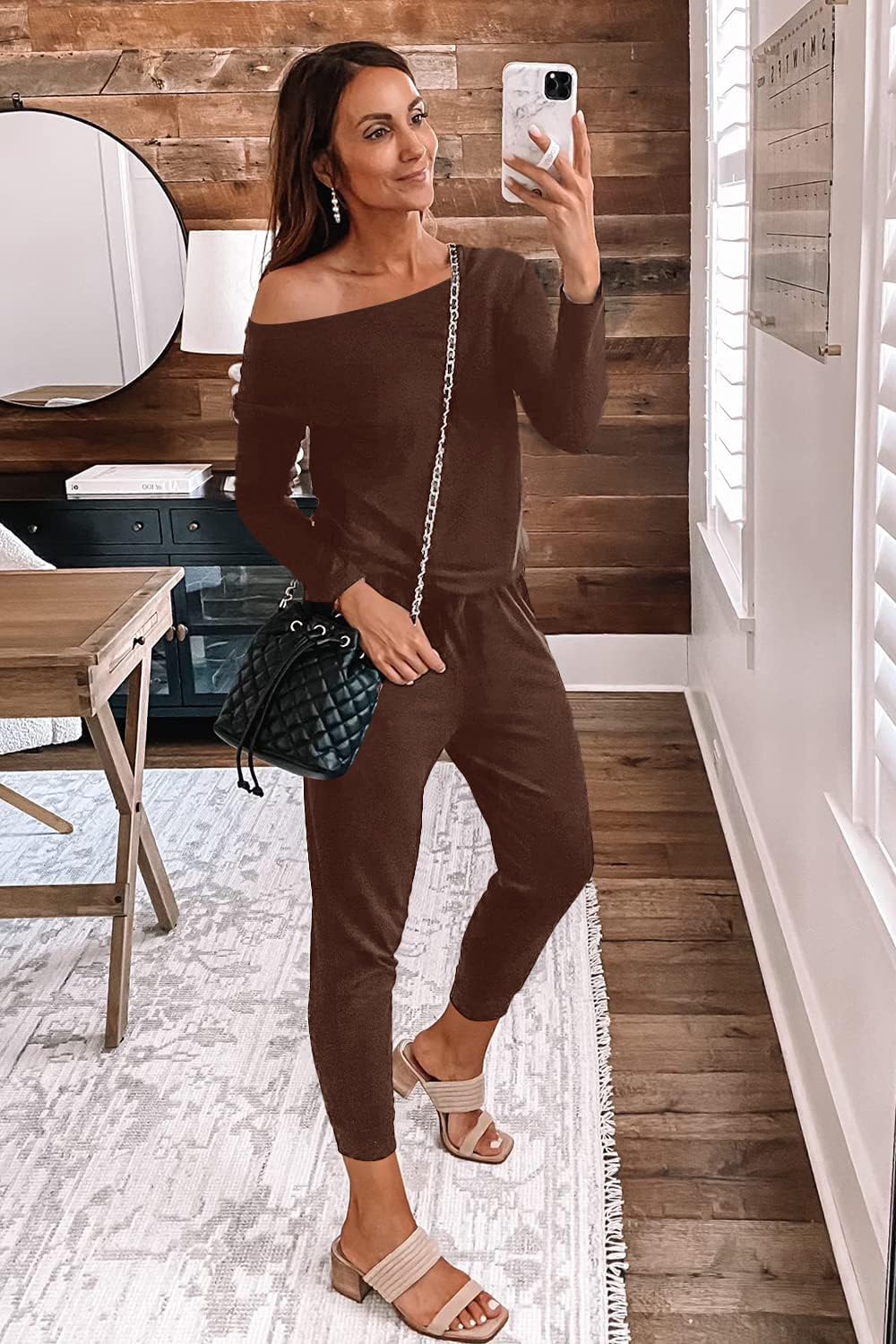 PRETTYGARDEN Jumpsuits for Women Casual 2026 Fall Long Sleeve Off Shoulder Rompers One Piece Travel Outfits Fashion Clothing