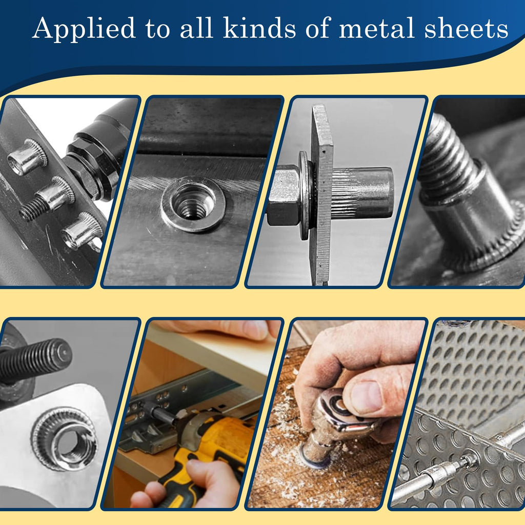 1/2''-13 UNC Rivet Nut, 10Pcs 304 Stainless Steel Flat Head Rivnut Threaded Insert Nutsert