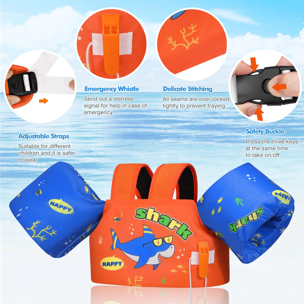 Moko Swim Arm Band for Kids 20-30-50 lbs, Cute Cartoon Toddler Swim Vest, Swimming Water Wings Pool Floaties Sleeve for Children Learn to Swim