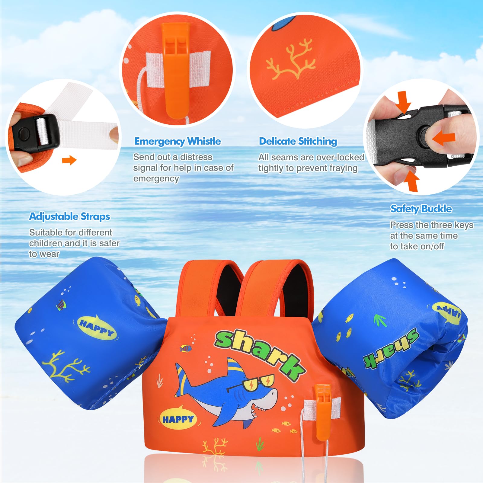Moko Swim Arm Band for Kids 20-30-50 lbs, Cute Cartoon Toddler Swim Vest, Swimming Water Wings Pool Floaties Sleeve for Children Learn to Swim