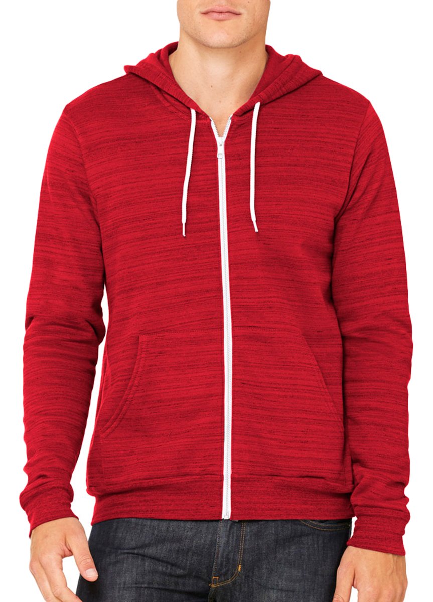 Bella & Canvas Men's 3739 Unisex Poly-Cotton Fleece Full-Zip Hoodie