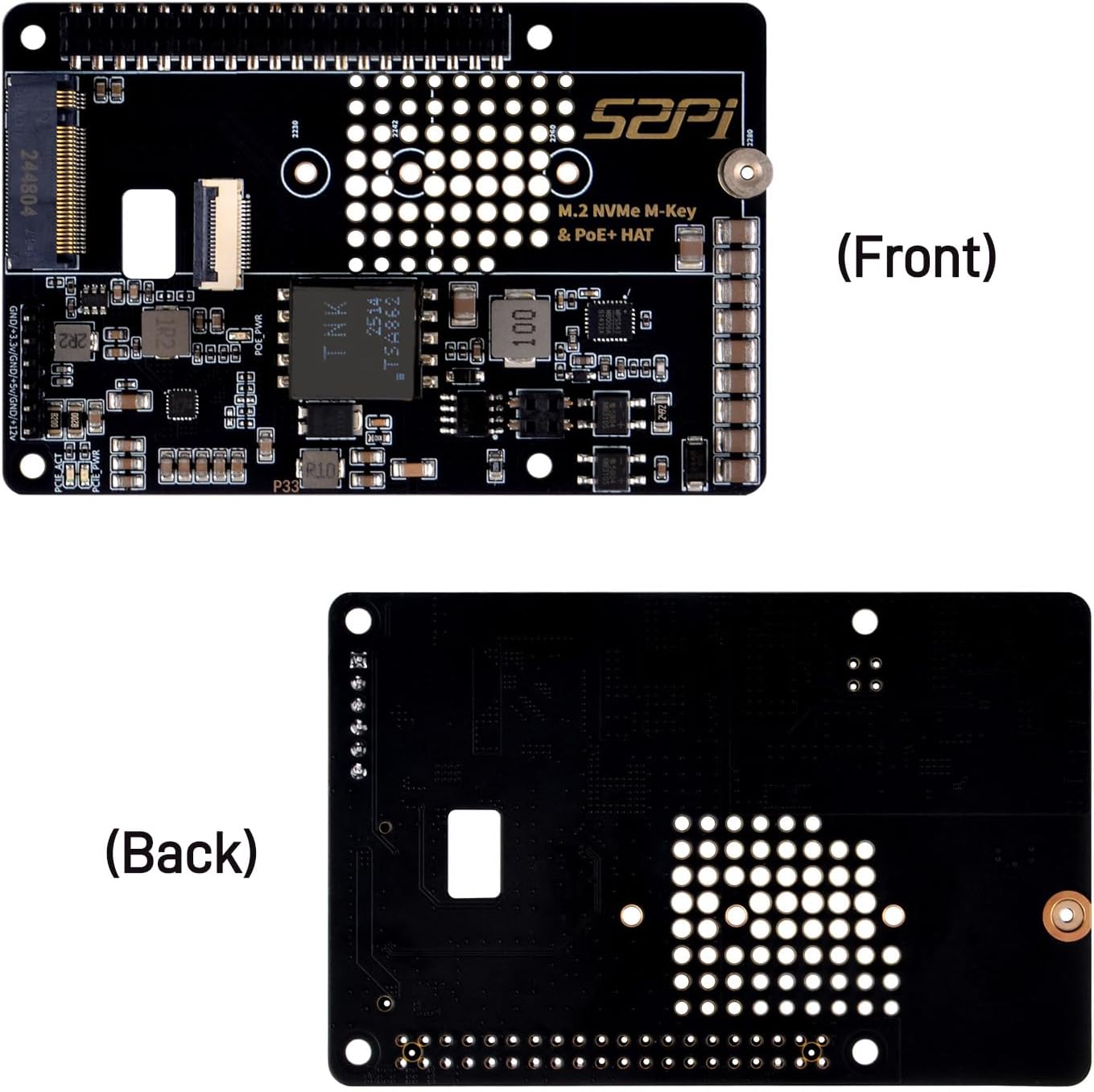 GeeekPi P33 M.2 NVME M-Key PoE+ Hat with Official Pi 5 Active Cooler for Raspberry Pi 5, Support M.2 NVMe SSDs 2230/2242/2260/2280