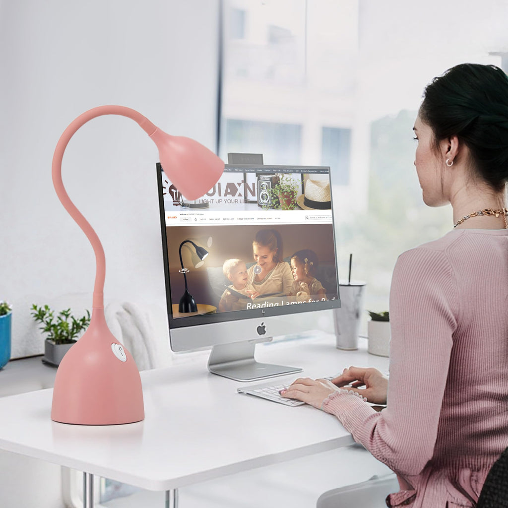 EJIAXIN Gooseneck Desk Lamp 360° LED Flexible Reading Light Small Desk Lamps for Small Spaces Home Office Bedroom College Dorm Desk Bookshelf Nightstand Table Lamp (Purple)