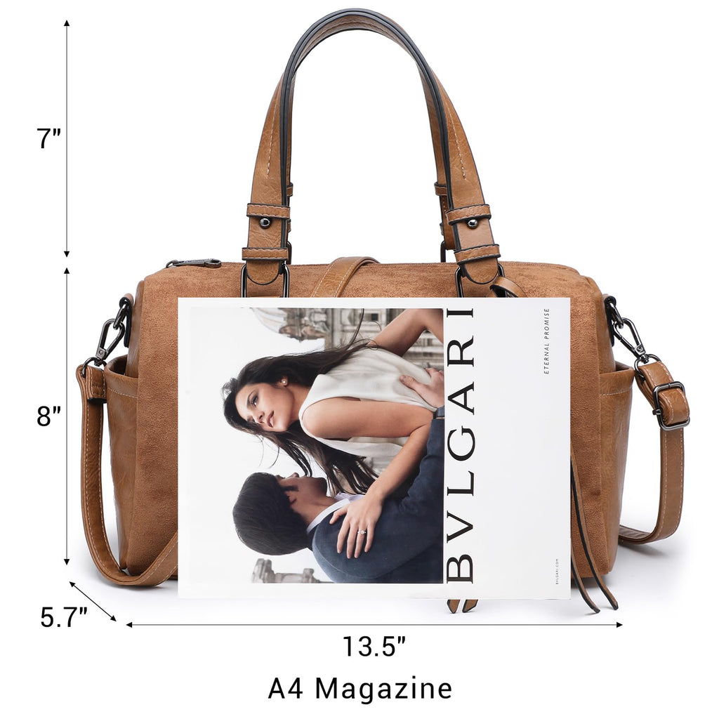 Dasein Women Soft Vegan Leather Barrel Bags Large Hobo Top Handle Work Totes Satchel Handbags Shoulder Purse