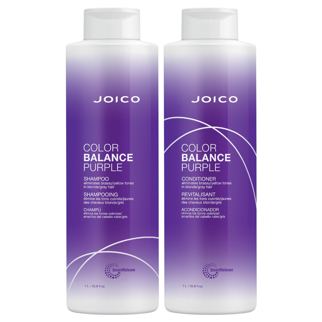 Joico Color Balance Purple Shampoo & Conditioner Set, Eliminate Brassy and Yellow tones, for Cool Blonde or Gray Hair