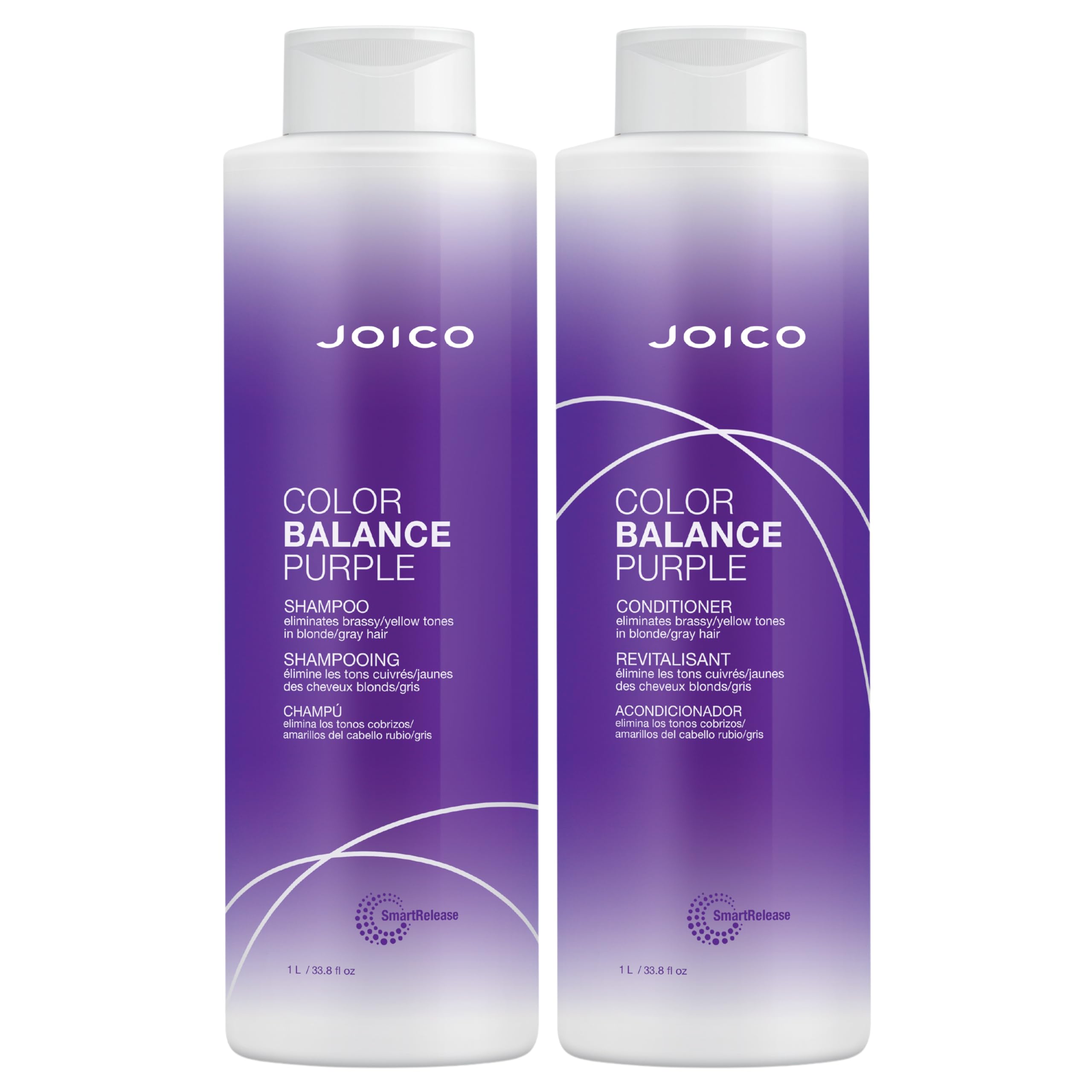 Joico Color Balance Purple Shampoo & Conditioner Set, Eliminate Brassy and Yellow tones, for Cool Blonde or Gray Hair