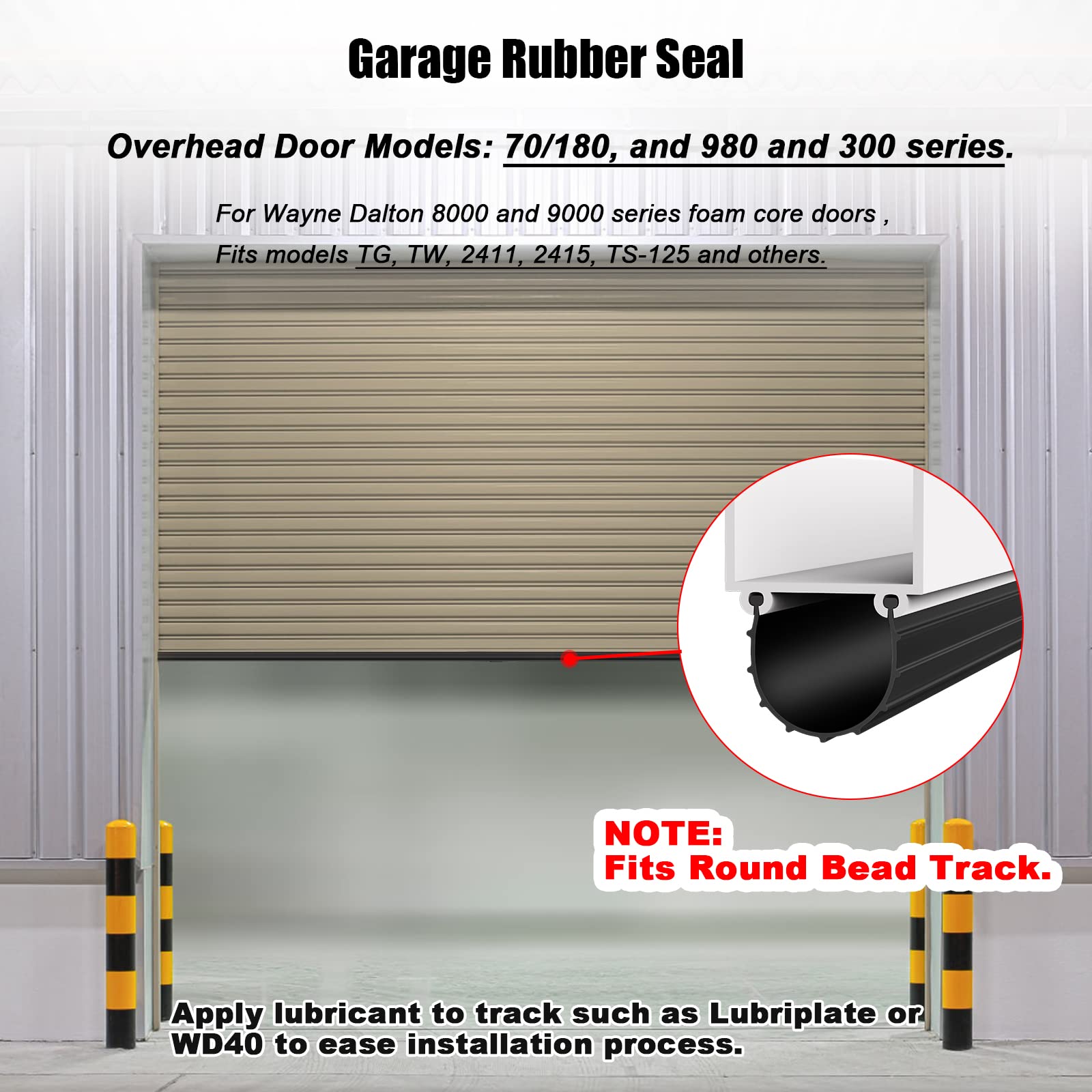 Replacement Wayne Dalton Garage Door Bottom Weather Seal 154448 for Weather Stripping Fit 9 feet Wide Doors (9 feet)