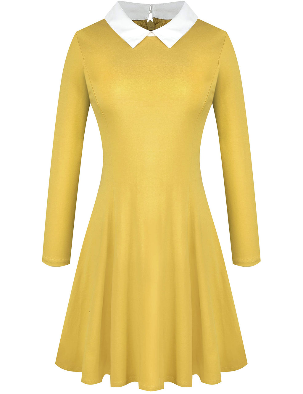 Aphratti Women's Long Sleeve Fall Dresses 2025 Casual Peter Pan Collar A Line Fit and Flare Skater Goth Dress