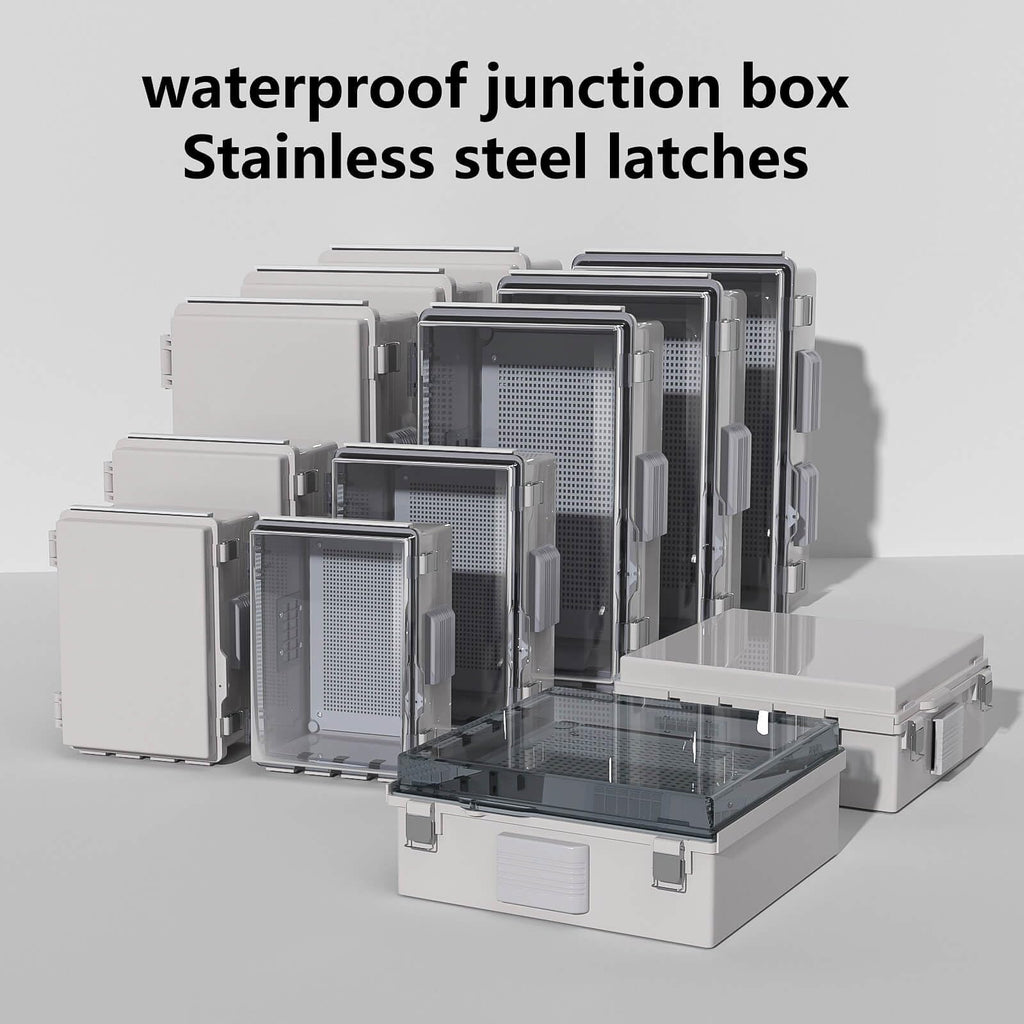 ABS Electrical Junction Box, Ventilated Design, Cable Grommets, IP65 Waterproof Enclosure, Indoor/Outdoor Use with Mounting Panel. (Clear Cover, 8.7"x6.7"x4.3")