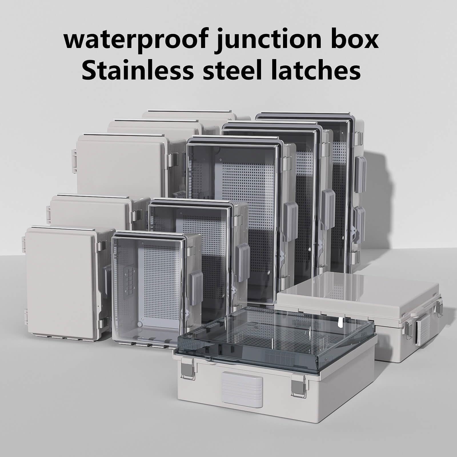 ABS Electrical Junction Box, Ventilated Design, Cable Grommets, IP65 Waterproof Enclosure, Indoor/Outdoor Use with Mounting Panel. (Clear Cover, 8.7"x6.7"x4.3")