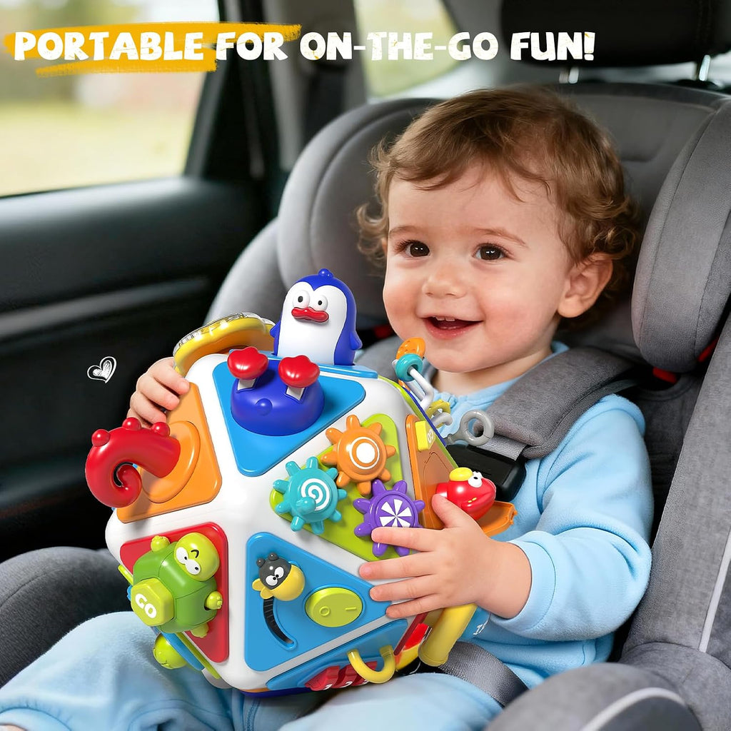 Vanvimen Toddler Toys for 1 Year Old Boy, Montessori Toys for 1 Year Old, 20-in-1 Travel Activities Busy Board Cube, Sensory Toys for Toddlers 1-3, for 1 Year Old Boy Girl