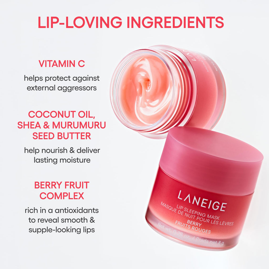 LANEIGE Lip Sleeping Mask: Nourish, Hydrate, Vitamin C, Murumuru & Shea Butter, Antioxidants, Flaky, Dry Lips