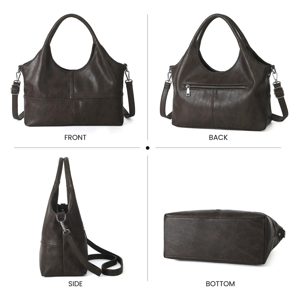 KOGTLA Medium Vegan Leather Purses for Women with Detachable Satchel Strap, Ladies Handbags, Tote Hobo Bags with Two-Handle