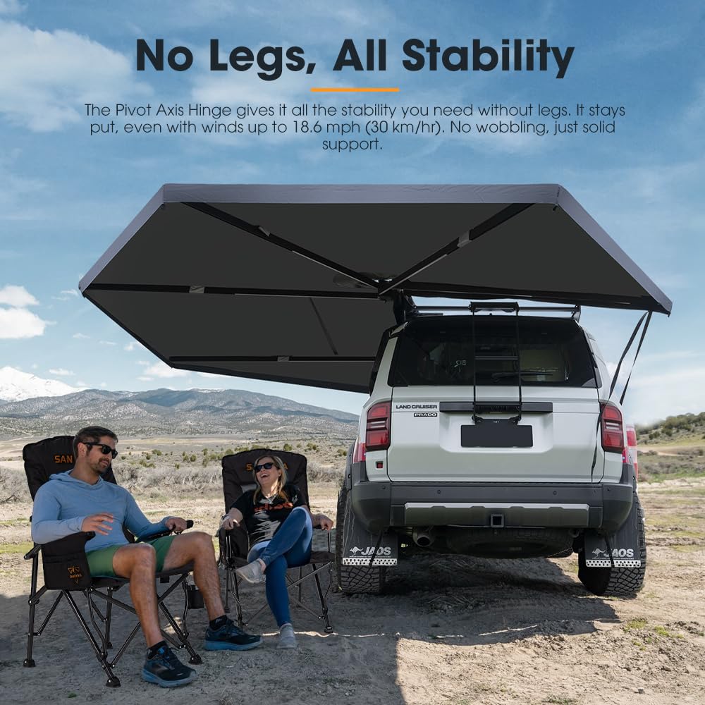 SanHima Vehicle Awning 4.6ft x 6.6ft - Roof Rack Pull Out Side Awning 30ft² Sun Shade UPF50+ Weatherproof for Camping Car SUV Truck Van
