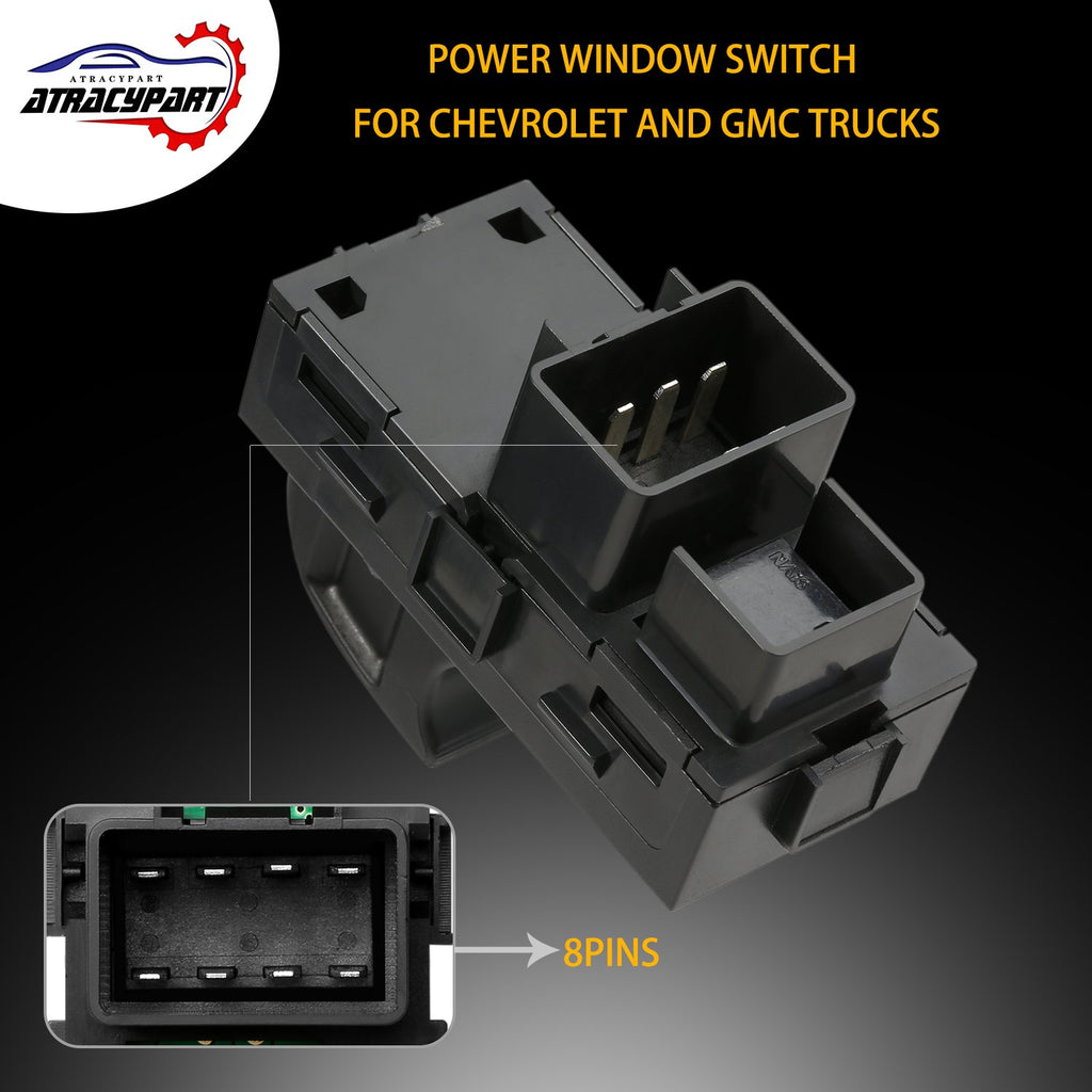 Power Window Switch Passenger Front Right, Rear Left or Right | Window Buttons | Fits GMC Acadia, Sierra, Chevy Silverado, Tahoe & More Year Model 2006-2015 | #22895545, 15888174